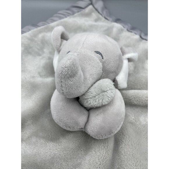 Carter's Gray Elephant Plush Lovey Security Blanket Silky 14" Square Baby Toy - Picture 2 of 4